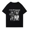 2026 Kpop Ateez Wooyoung Graphic Black T-shirt Men Women Fashion Oversized Short Sleeve T Shirts Unisex Summer 100% Cotton Tops