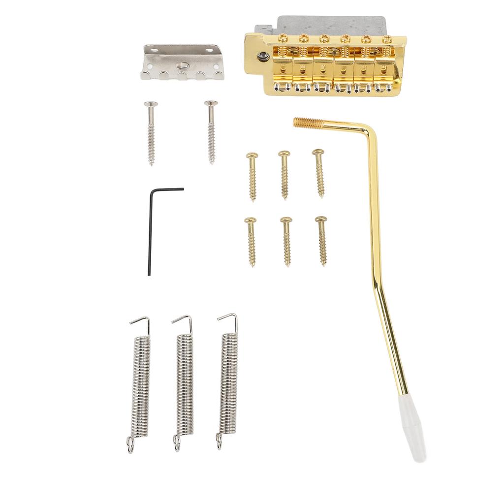 52.5mm Tremolo Bridge with Bar Zinc Alloy Vintage Electric Guitar Bridge Replacement for Fender Strat Style Guitars Gold