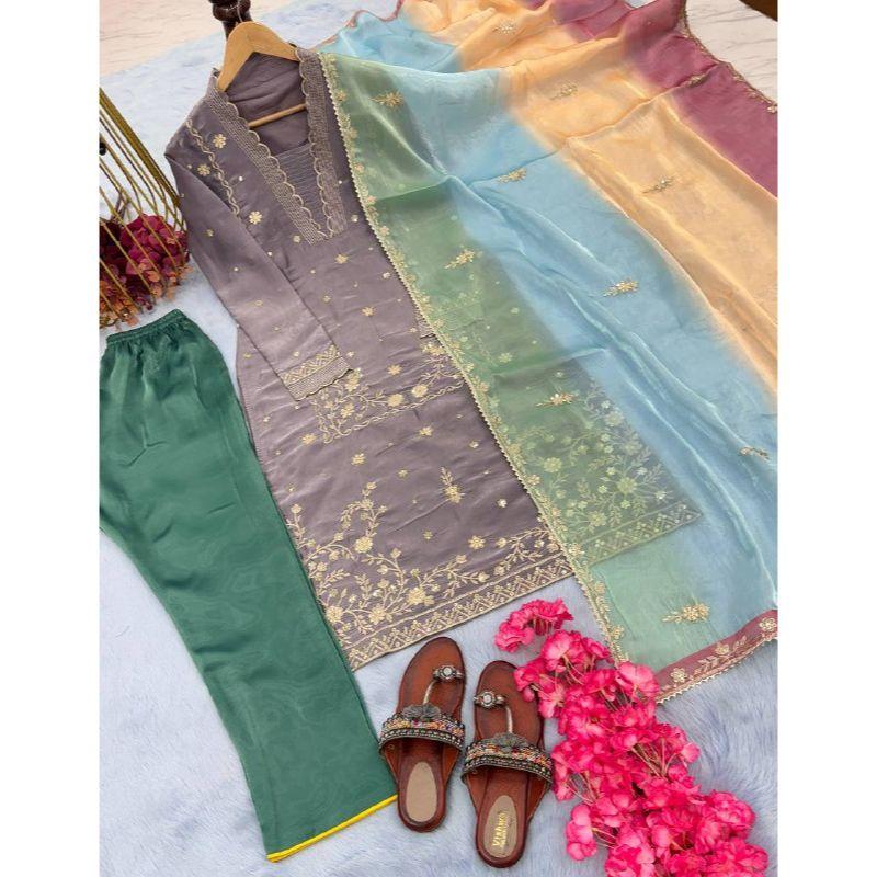Launching New  designer Party Wear Look Heavy Top Bottom & Dupatta Set