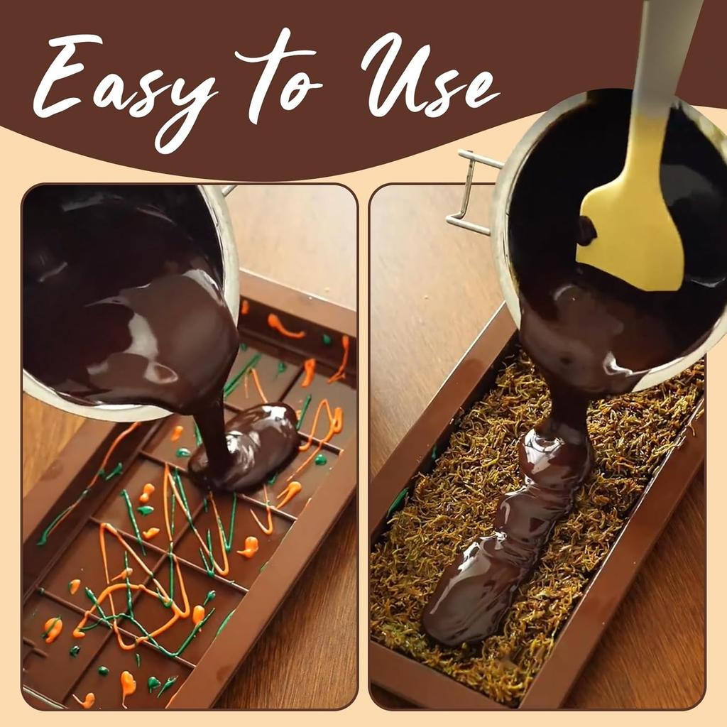 Dubai chocolate bar mold Silicone chocolate bar mold, deep rectangular, large-sized filling bar