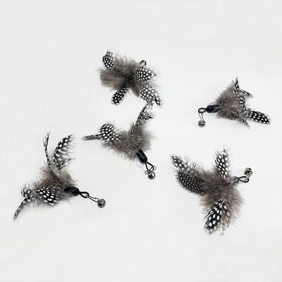 Natural Pearl Feather Cat Teasing Stick Feather Replacement Head Simulated Polka Dot Feather Handcrafted Cat Teasing