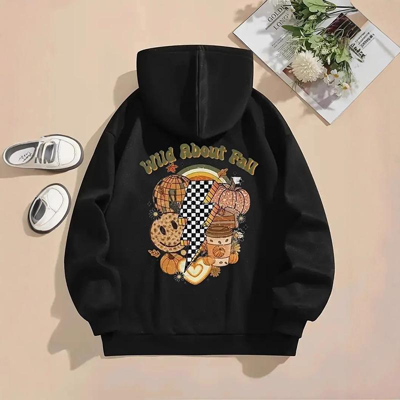 Ladies Spring Autumn Casual Hooded Long Sleeve Big Pocket Halloween Printed Pullover Hoodies Sweatshirt Top