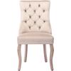 4-Leg Chair, Beige Velvet Dining Chair, High Backrest, with Button Tufting, Solid Wood Frame, Beige (Set of 2)