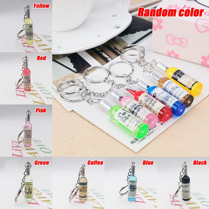 Acrylic Beer Wine Bottle Keychain Various Car Bag Key Ring Pendant Gift