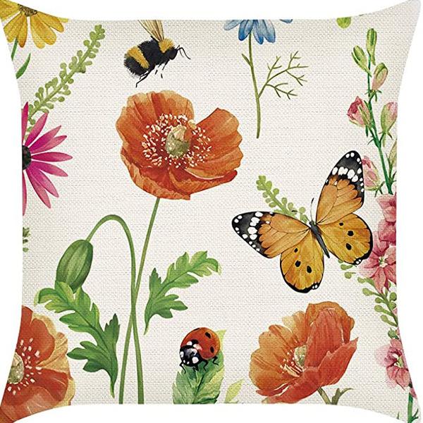

Vintage Floral Plant Pillowcase Linen Printing Living Room Sofa Bedroom Decorative Cushion Pillowcase 45 * 45Cm (without pillow core)