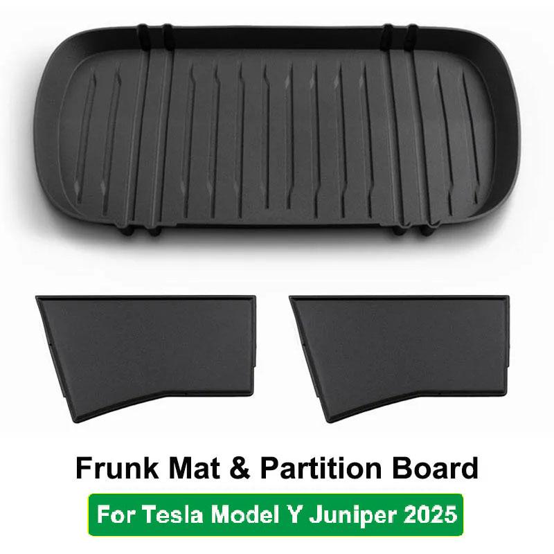 Voor Tesla New Model Y Juniper 2025 Lancering 2026 Bagageruimtemat Scheidingswand TPE Frunk Beschermkussen Organizer Opbergdoos