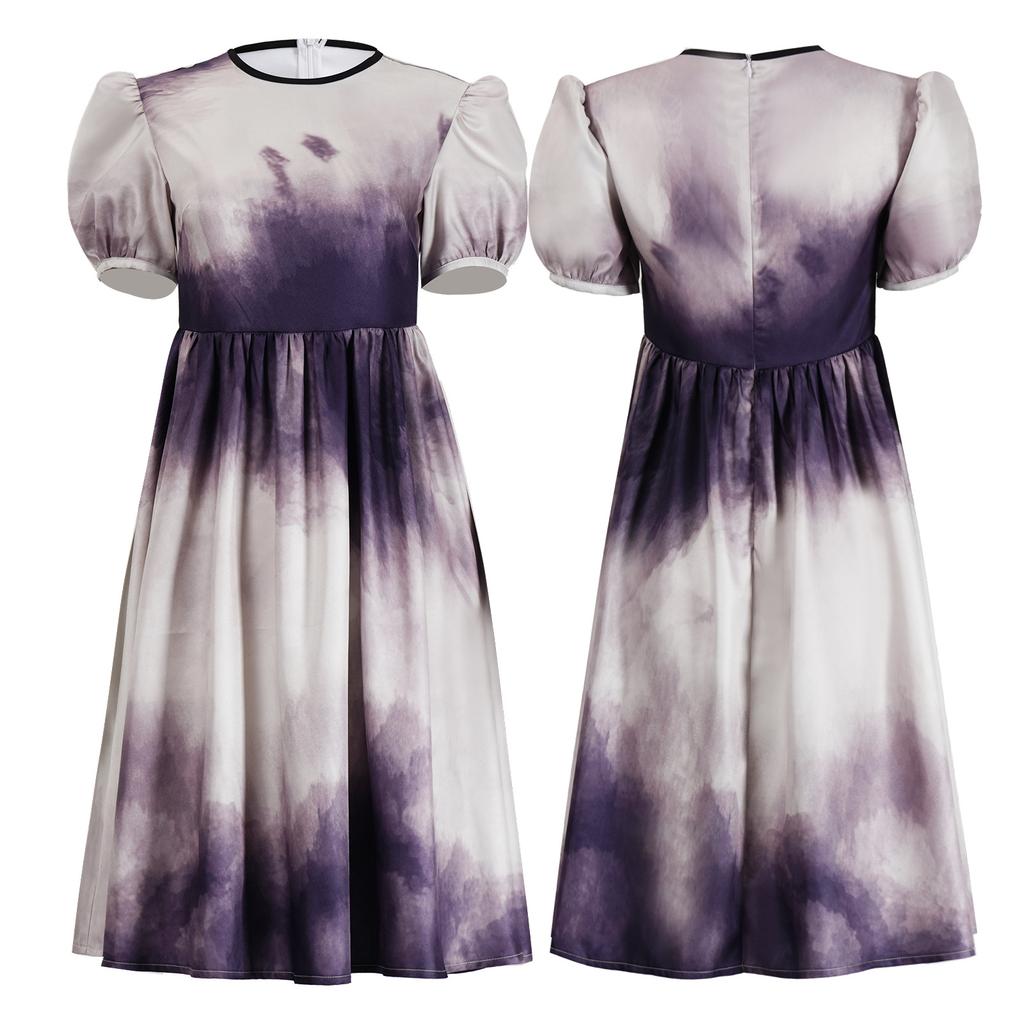 The Exorcist Witch Catherine Cosplay Gradient Waist-Cinched Dress, Horror Movie Halloween Costume