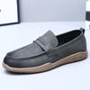 Genuine Leather Retro Handmade Simple and Breathable One-pedal Men's Leather Shoes Soft Leather Soft Sole Casual Shoes Fisherman Man