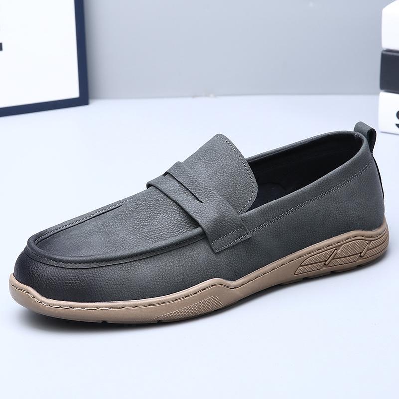 Genuine Leather Retro Handmade Simple and Breathable One-pedal Men's Leather Shoes Soft Leather Soft Sole Casual Shoes Fisherman Man