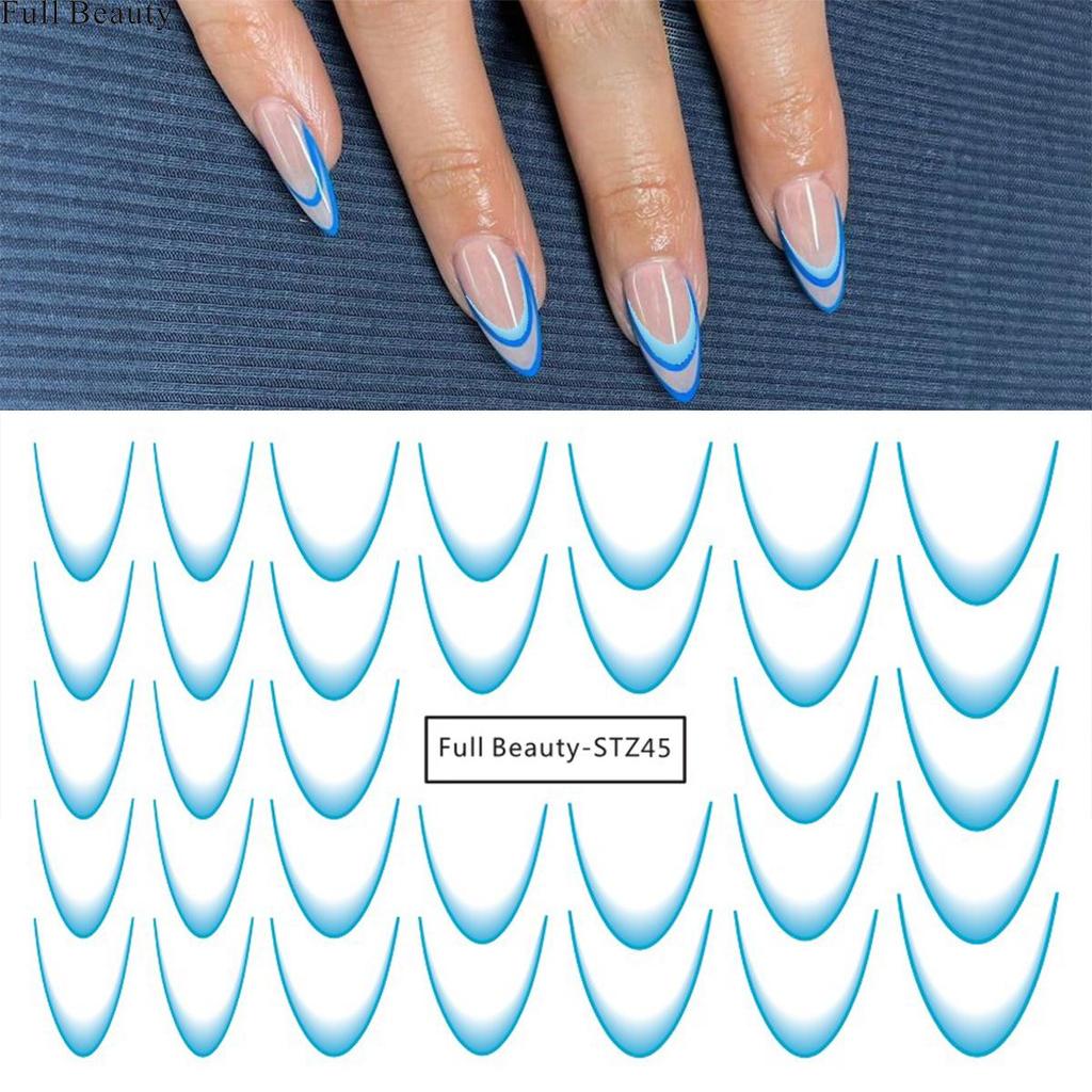 8 Blatt/SET Französisch Nagel Aufkleber Liner Nail Art Aufkleber bunte Slider Maniküre Dekor
