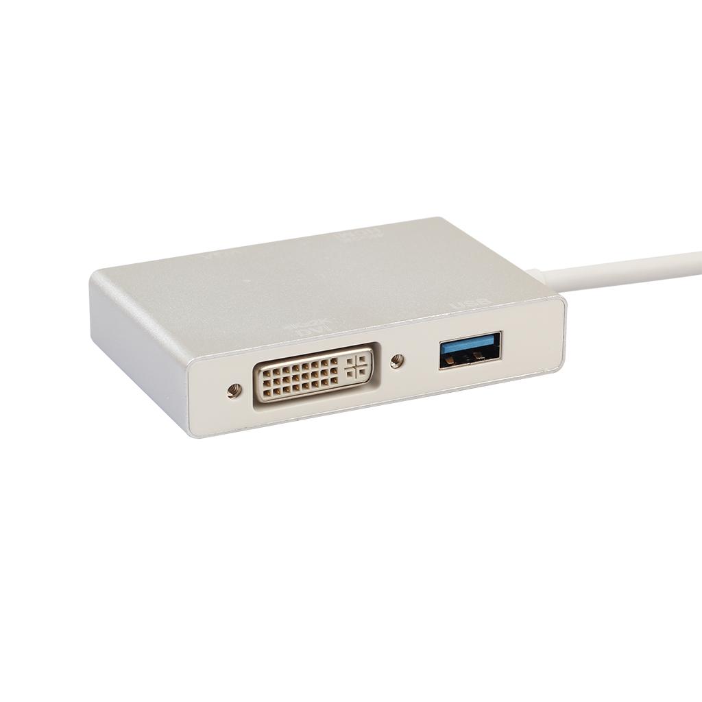 Type-C to HDMI+VGA+DVI+USB3.0 4-in-1 Multi-functional Adapter Type-C Hub for New MacBook Pro Splitter Hub Dock