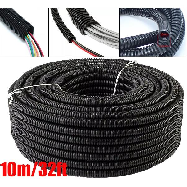 32.8ft 3/8" Black Car Split Wire Loom Conduit Polyethylene Flexible Tubing Hose