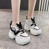 Autumn Spring Woman Platform Shoes Wedge Heel 10CM Casual Shoes Height Increasing White Black Sneakers Women Leather Shoes New