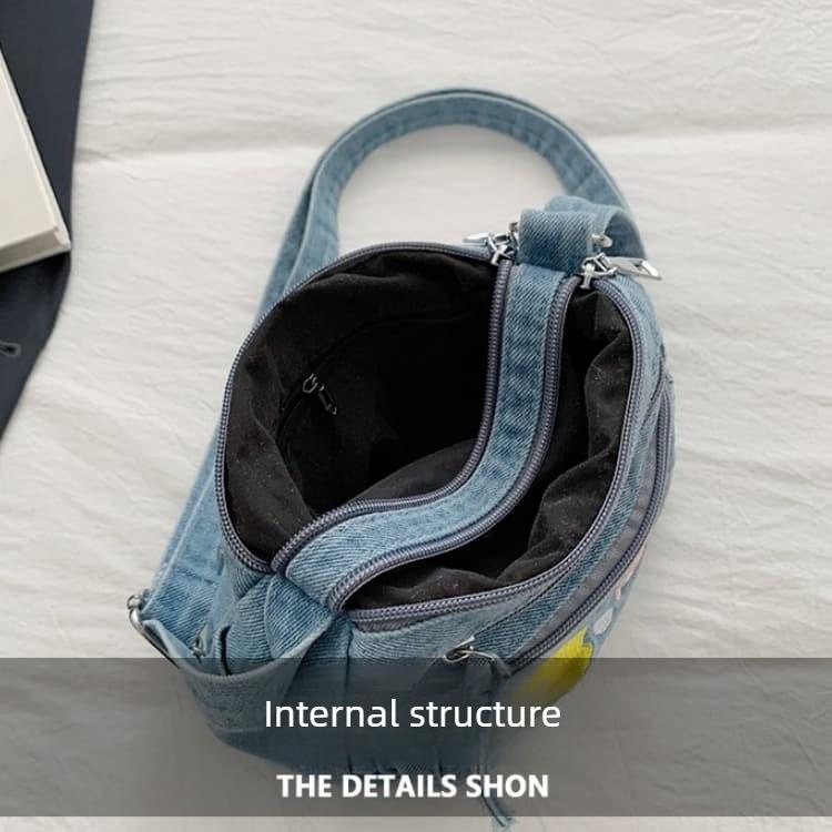 Borsa a tracolla in denim lavato casual