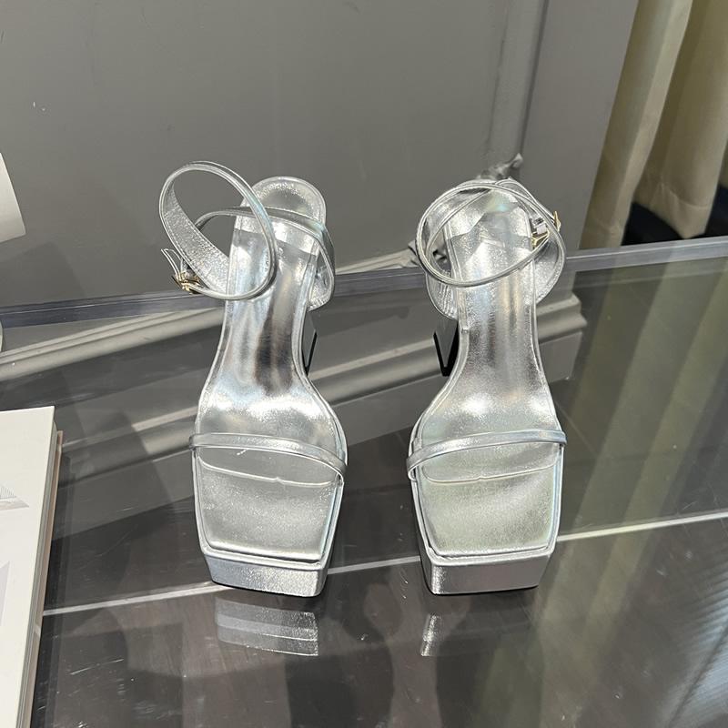 2025 Summer Thick Bottom One-piece Strap Women's Shoes European Style Waterproof Platform Heels Shoes Rubber Microfiber Lining