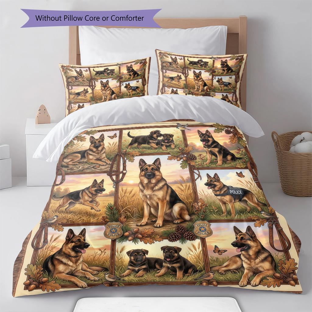 Biancheria da letto con motivo cucciolo e fiori carini, Set piumino Copripiumino Federa Regalo di compleanno per la casa (1 * copripiumino + 2 * federa, senza nucleo)