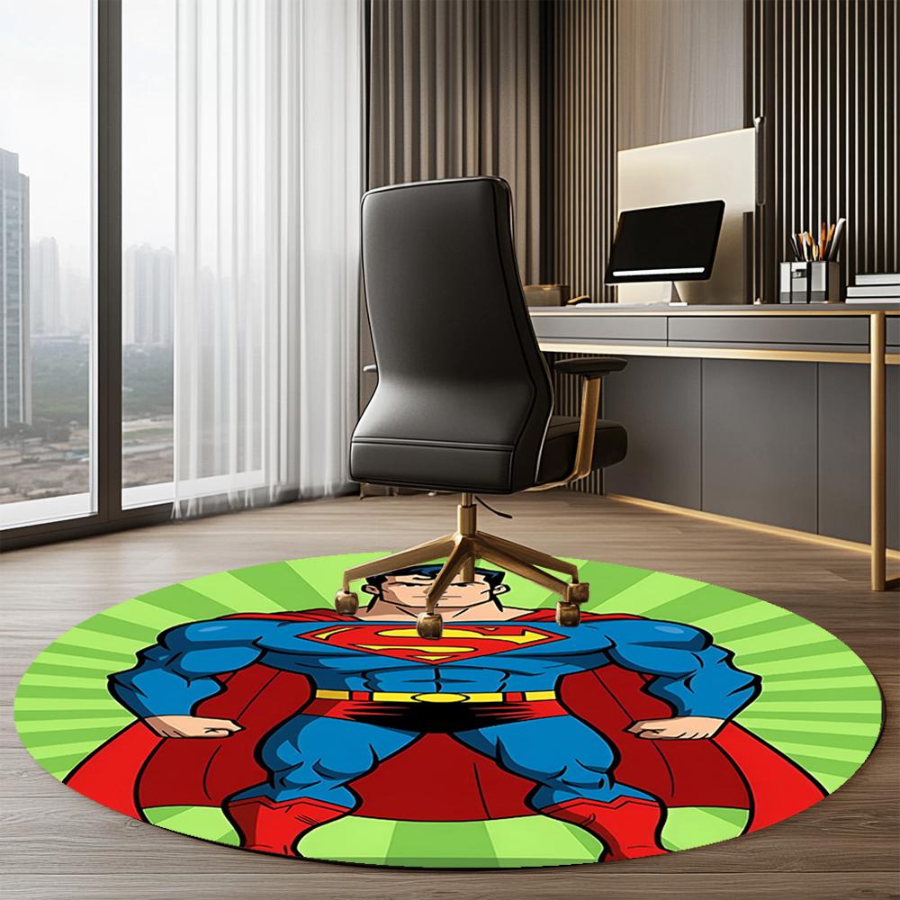 SUPERMAN Printed Round Rug Carpet Chair Rug Area Rug Entryway Doormats,for Office Chair Living Room Bedroom Kitchen Room.