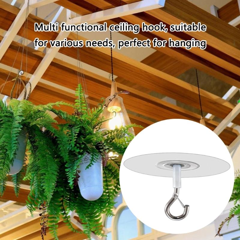 Pack Of 4 Clear Adhesive Ceiling Hooks For Hanging Planters Windchimes Outdoor Ornaments Removable Plant Hanger Hooks