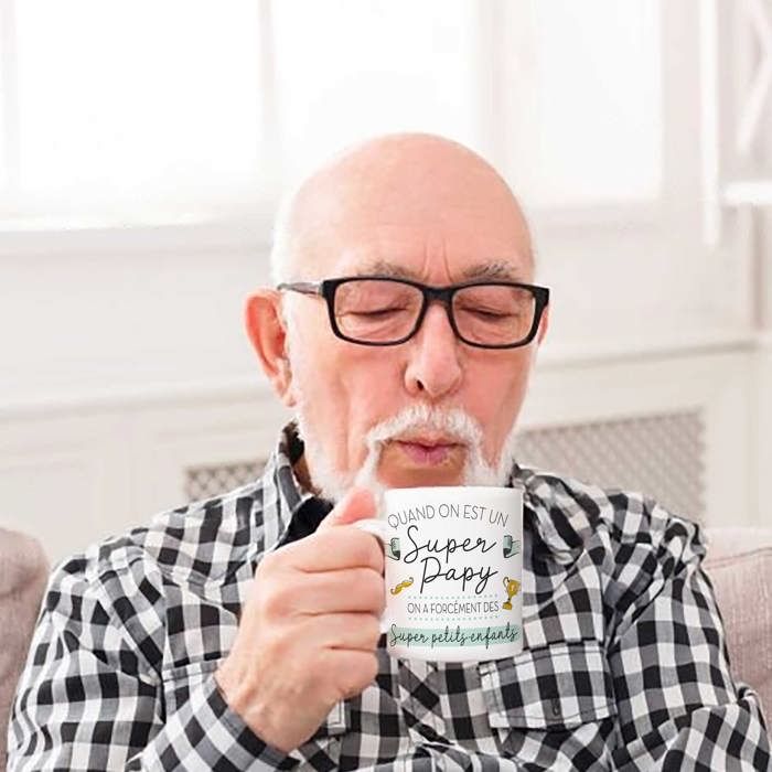 Mug - stc - le mug du super papy - porcelaine - compatible lave-vaisselle - cylindrique
