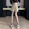 Autumn 2024 High-Waisted Petite Pleated A-Line Culottes - Black Wide-Leg Women's Shorts