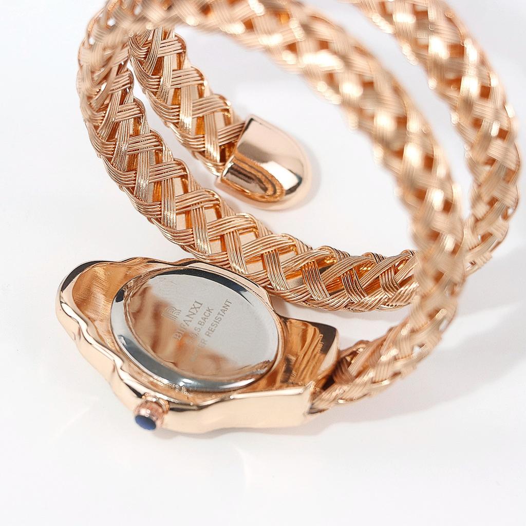 Women Quartz Watch Unique Snake Shape Bracelet Watches Wire Braided Wristwtatch