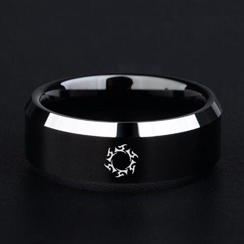 Punk Vintage Siyah bıçak alev Desen Erkek Yüzük Paslanmaz Çelik Titanyum Yüzükler Erkekler Kadınlar için Alyanslar