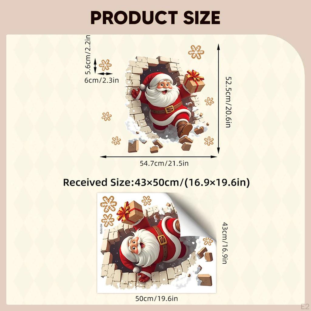 Christmas Wall Stickers Santa Claus Decals Art Decor for Living Room Kitchen