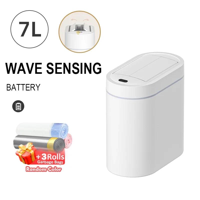

Automatic Sensor Trash Can 7/9L Two-way Dustbin Electric Wastebasket Fo Kitchen with Lid Toilet Wall Mount Narrow Slit Trash Bin