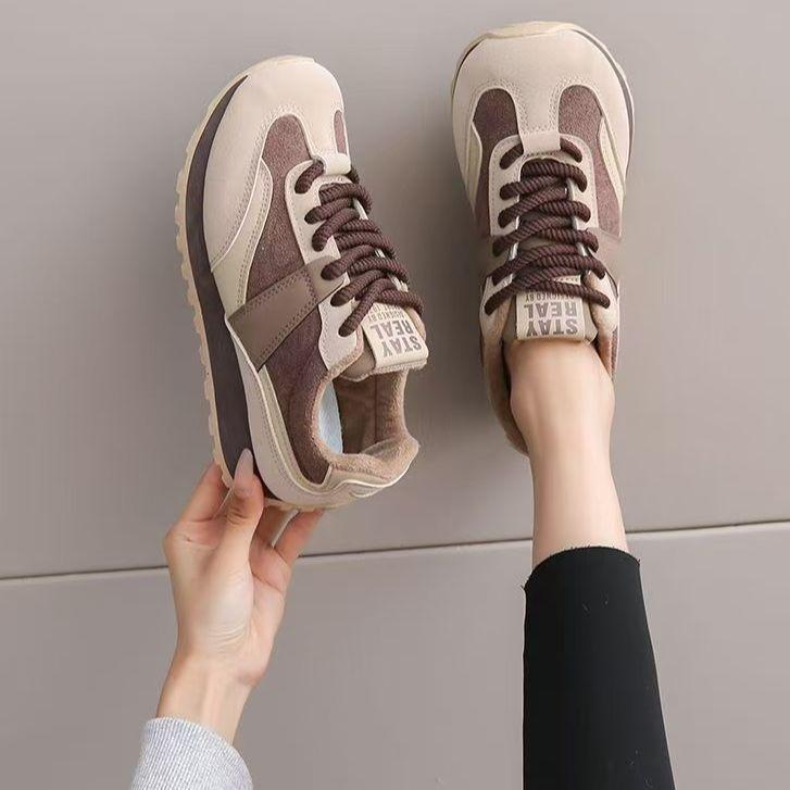 Women's Versatile Retro Casual Sneakers - German Design Autumn/Winter Microfiber Leather Dad Shoes
