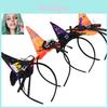 Elegante Faixa de Cabeça com Chapéu de Bruxa para Halloween com Renda de Teia de Aranha e Design de Abóbora
