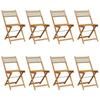 VidaXL Folding Garden Chairs Set of 8 Beige Rattan and Solid Wood, Garden Seat, Patio Chair, Dining Chair of 3214600