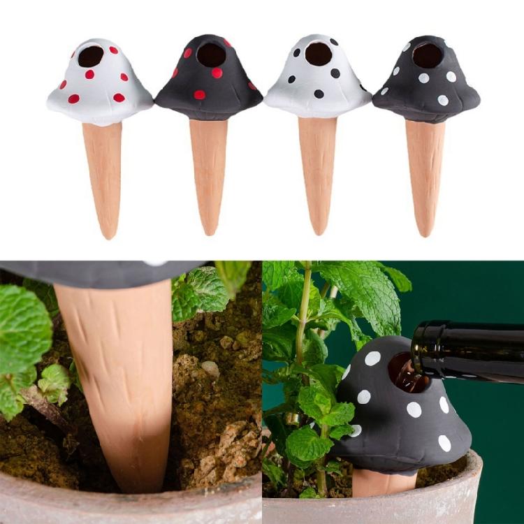 Set med 4 självvattnande spikar Terrakotta Växtvattningspikar Anordning Inomhus