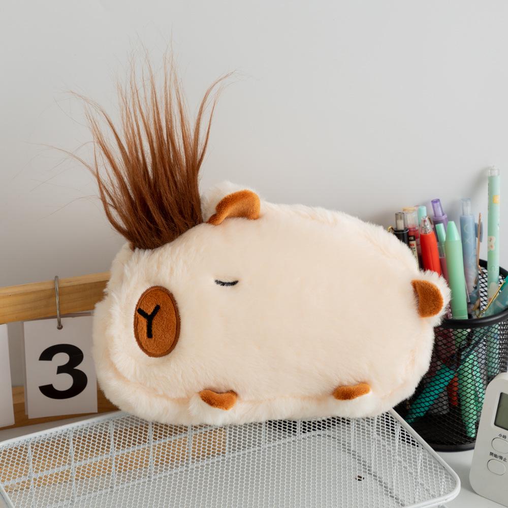 Capybara Plush Pencil Case - Large Capacity DIY Stationery Bag for Students Large Capacity