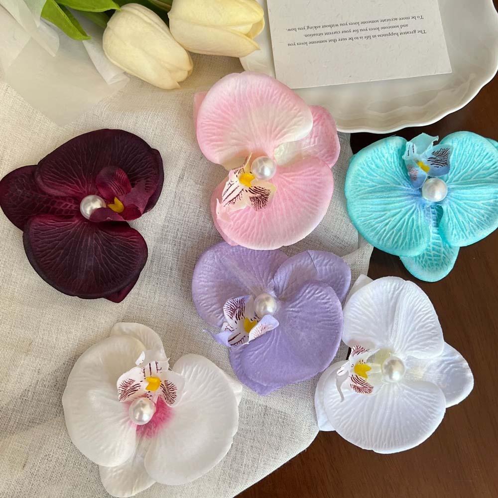 Sweet Orchid Flower Hairpin Thai Style Women Side Clip Headdress Butterfly Orchid Hair Clip Daily