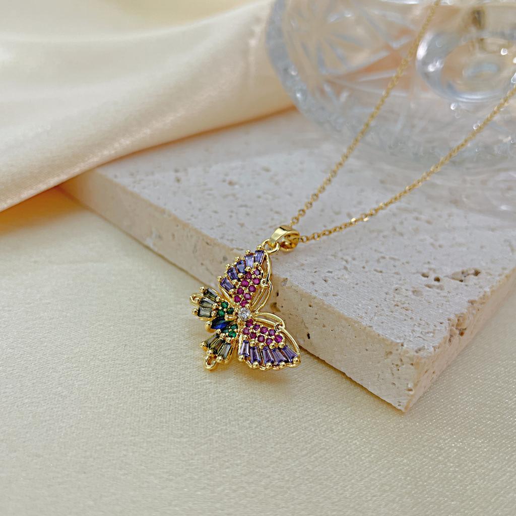 OPK Multicolor Butterfly Clavicle Chain Fashion Stainless Steel Necklace Girl