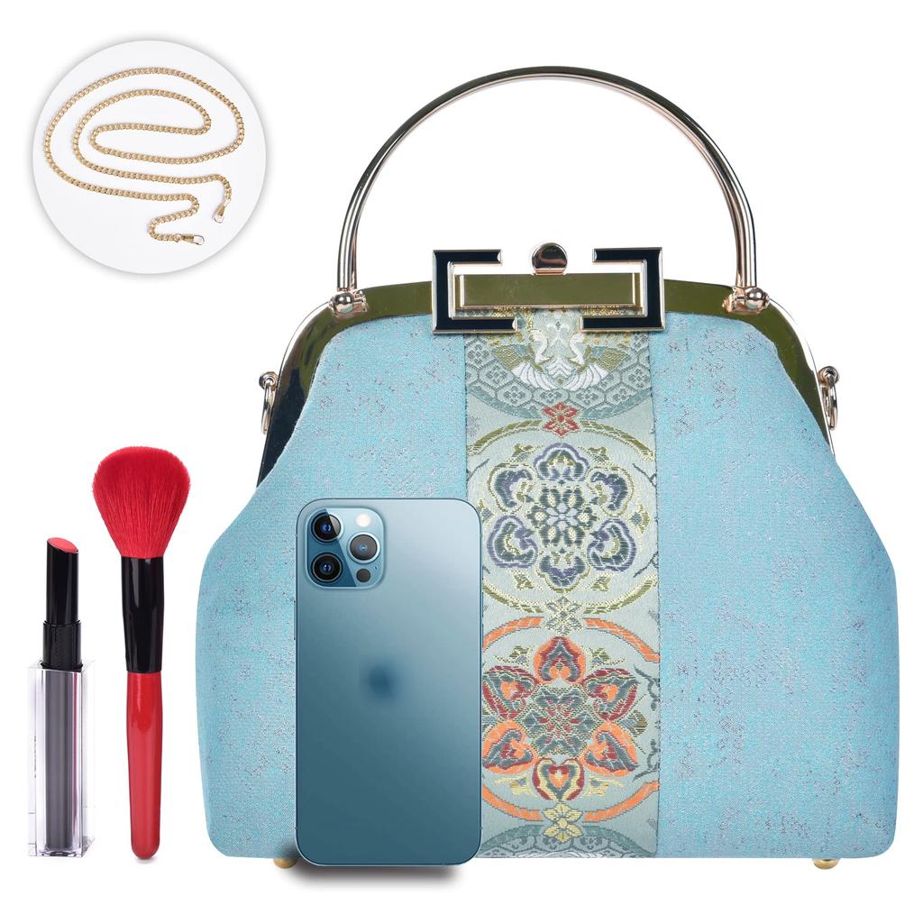 Shoulder Hand Tote Bag Japanese Clothing Furisode Hakama Nishijin Ori Gamaguchi Crossbody Bag 2way Lightweight Birthday Cherry Blossom Floral Pattern