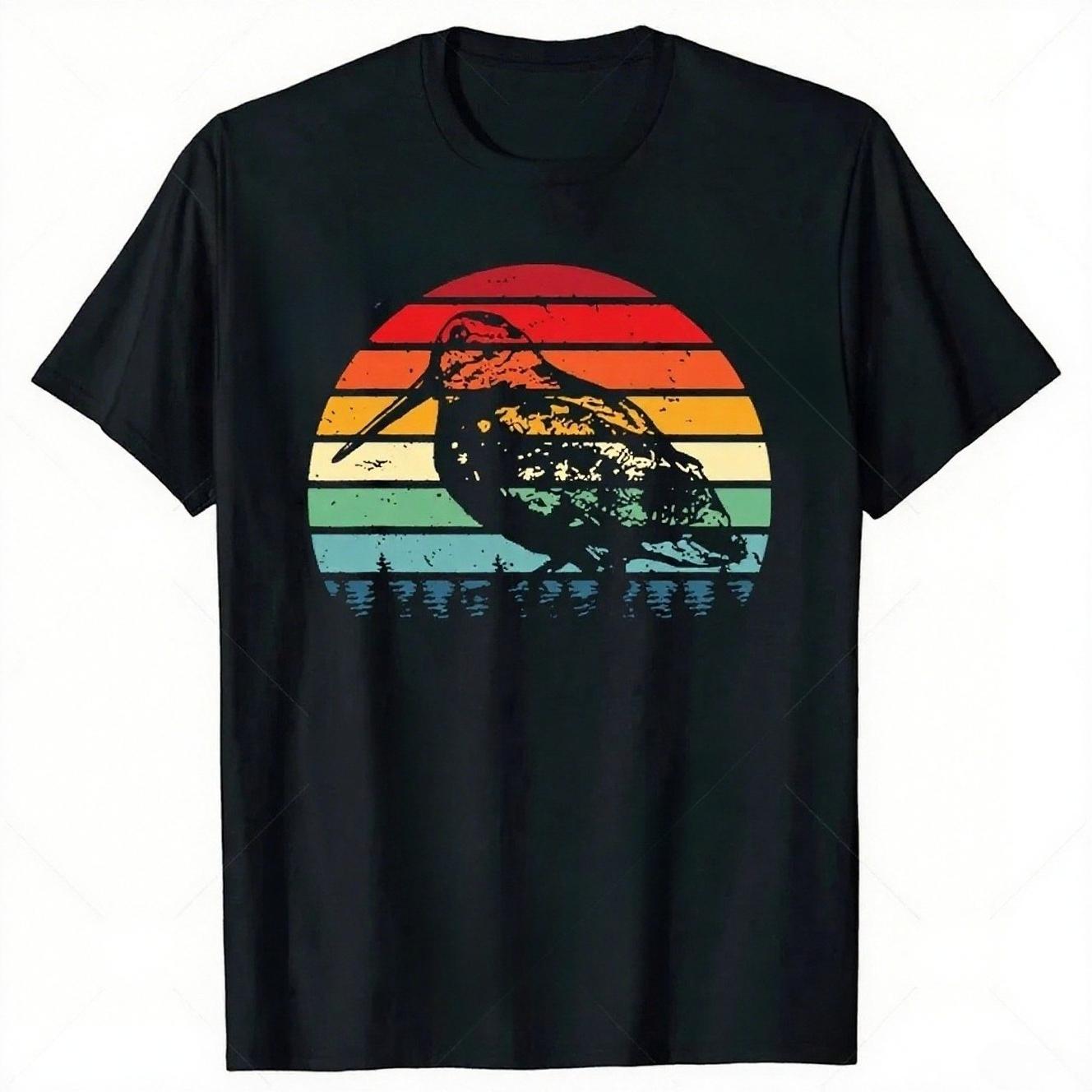 Retro Woodcock Hunter Bird Vintage Funny Hunting Tee Tops Round Neck ShortSleeve Fashion Tshirt Clothing Casual Tshirts S