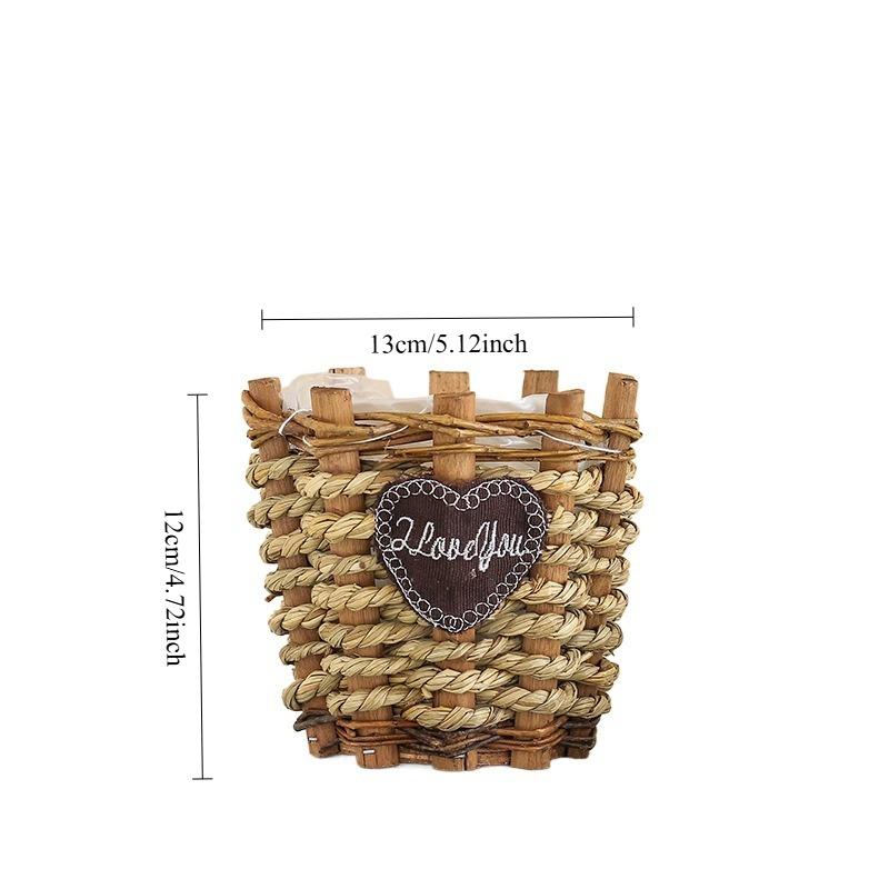 1pc Portable Flower Basket Arrangement Bamboo Storage Woven Willow Wicker Gift Rattan Home Decor