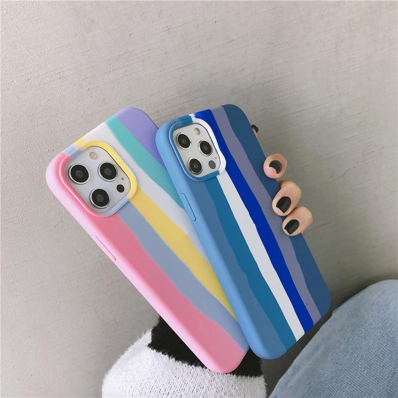 Pouzdro na telefon Rainbow Stripe pro Apple iPhone 14 13 12 Pro Max 11 6s 7 8 Plus XS MAX XR Mini 12pro silikonový kryt