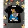 TOM&JERRY Cartoon Pattern Printed Cotton Imitation Cute Children's Casual Top Fashion Sports T-shirt Summer Adult T-shirt