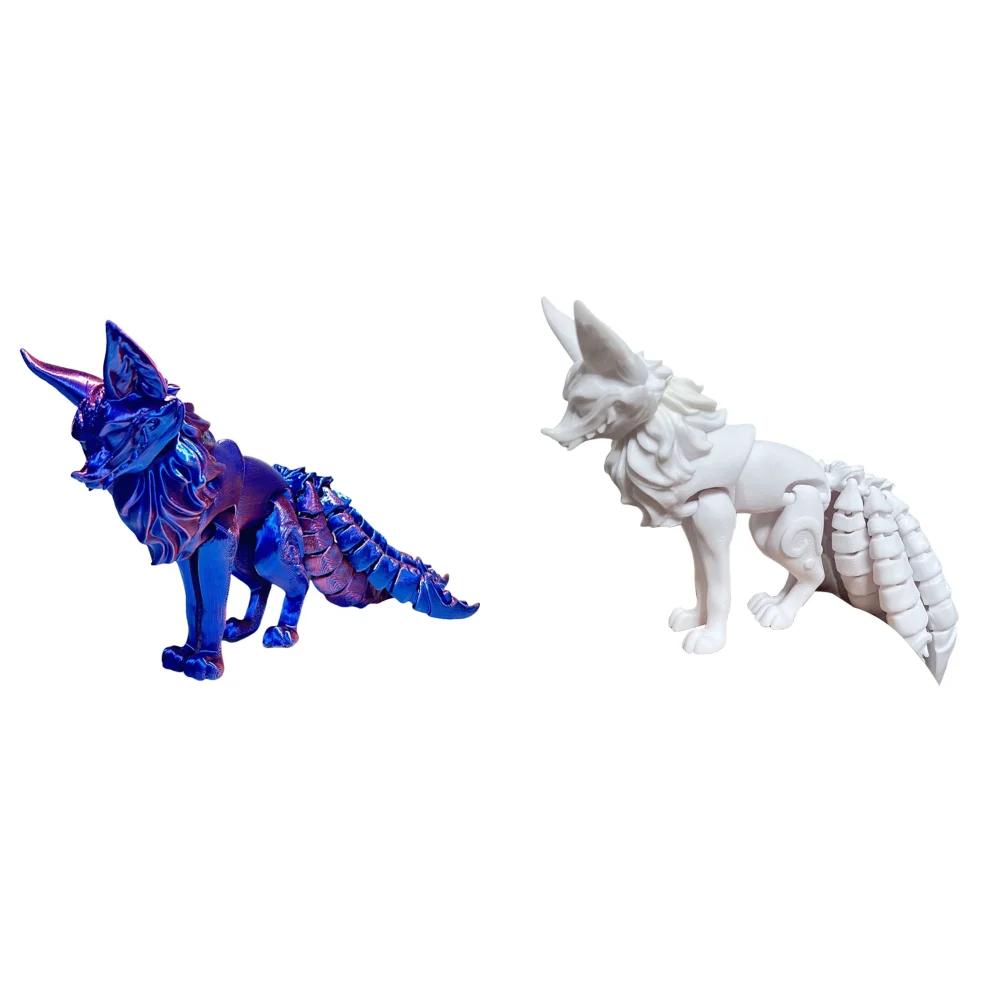 18cm 3D Printed Multi-articular Movable Model Handmade Home Decoration Fox Fidget Toy Nine-Tailed Fox Action Figures Desk Decor