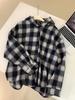 Trendy Loose Plaid Hooded Shirt Jacket for Women – Plus Size Long Sleeve Outerwear for Spring/Autumn