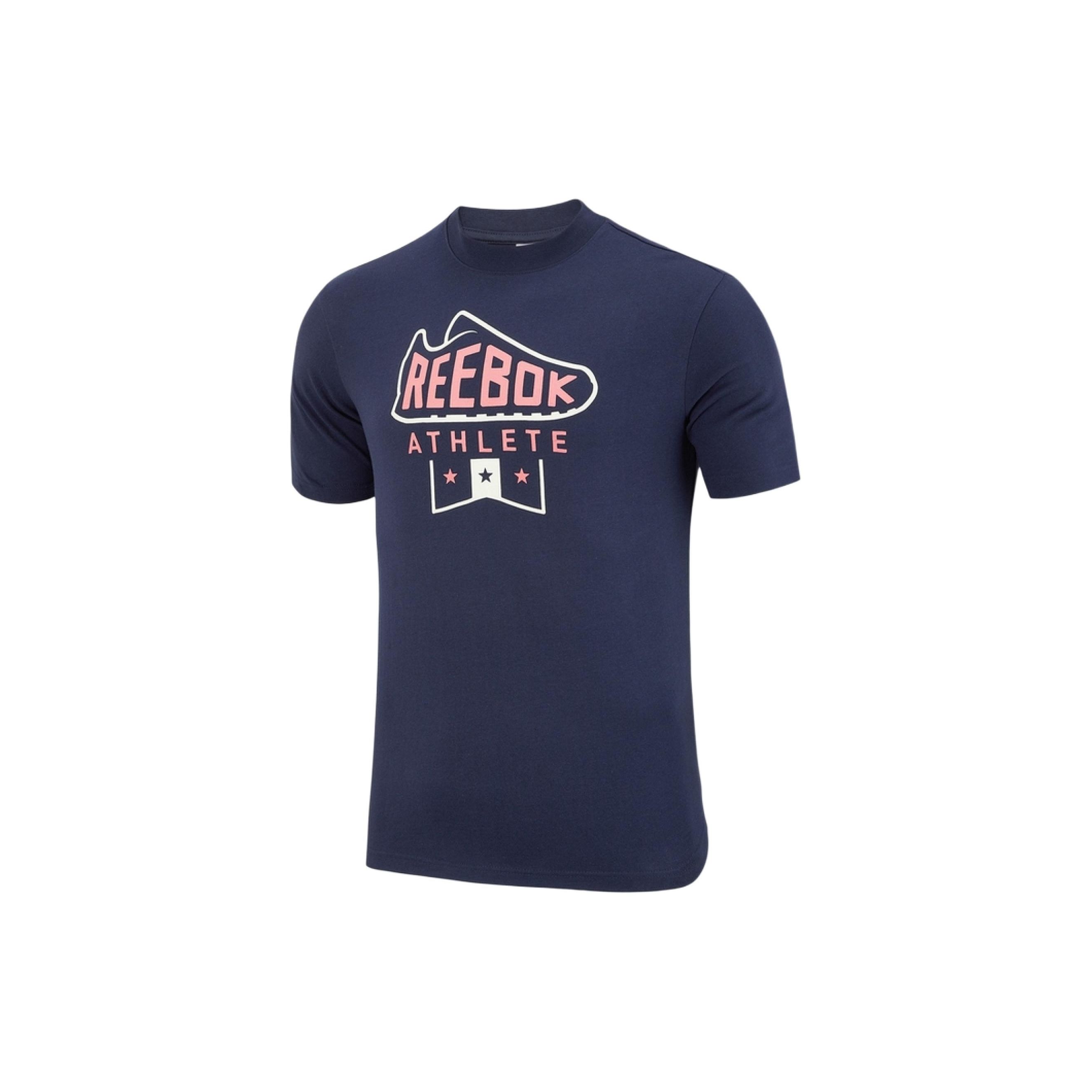 

Reebok Gqr FtW Спортивная футболка с принтом букв, повседневная, с круглым вырезом, с коротким рукавом, мужские топы, темно-синяя HF9895 2XL