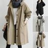Lightweight Windproof Womens Elegant Trench Coat Double Breasted Plus Size Mid Length Solid Color