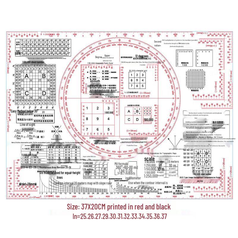 Multi-functional Map Reading Ruler Standard