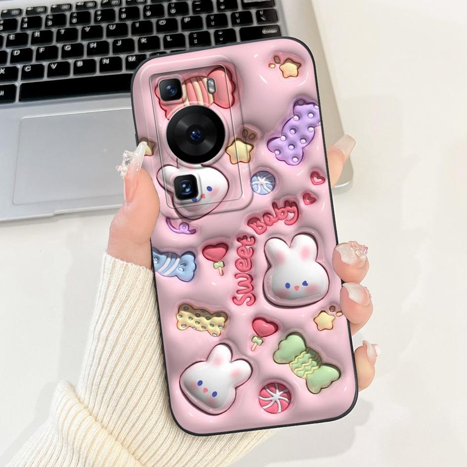 For Huawei P60 Pro Case MNA-LX9 Cover Cute Cartoon Rabbit Panda Soft Liquid Silicone Protective Cover For HuaweiP60 P60 Art Capa