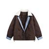 Unisex Retro College Style Quilted Cotton Puffer Jacket With Turn-Down Collar Thick Warm Winter Short Coat Teens Adults