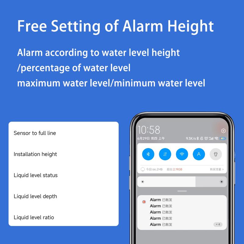 TLC2206 Smart Non-Contact Ultrasonic Water Level Sensor Real-Time Alerts Remote Monitor for Livestock Farm Pool Irrigation Drink