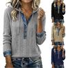 Womens Knitted Sweaters V Neck Patchwork 2 In 1 Sweater Casual Workwear Cozy Soft Knit Clothes