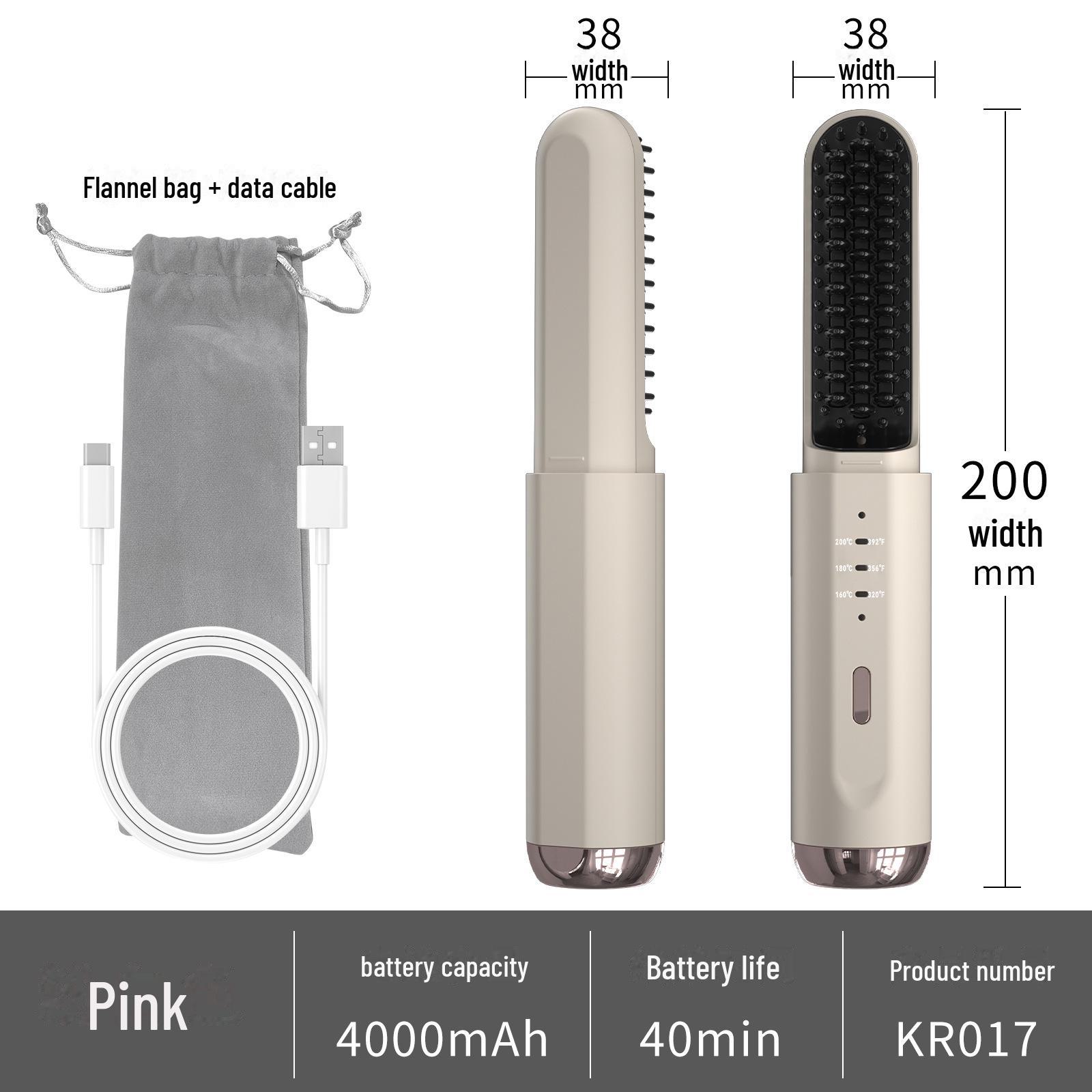 

Беспроводной выпрямитель для волос и стайлер для женщин: Расческа с горячим воздухом и отрицательными ионами USB розовый/белый
